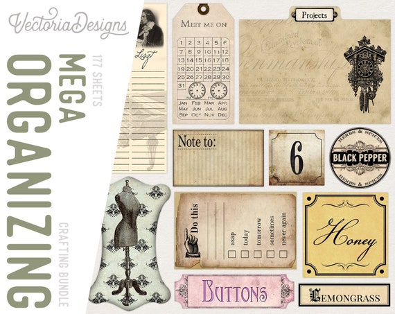 Mega Organizing Crafting Bundle, Paper Crafting Printable, Paper Labels, Pantry Labels, File Folder Labels, File Organizer, Digital 001568