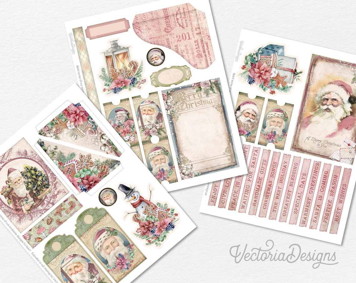 Cozy Soft Christmas Junk Journal Kit, Pink Christmas Junk Journal Kit ...