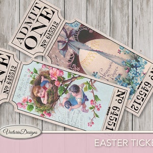 Vintage Easter Tickets, Easter Printable, Easter Decor, Spring Easter Gift, Vintage Tickets, Easter Digital Tickets, Easter Download 000768