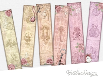 Wonderland Findings Bookmarks, Alice in Wonderland Bookmarks, Printable Bookmarks, DIY Bookmarks, Crafting Printables, Alice Bookmark 002503