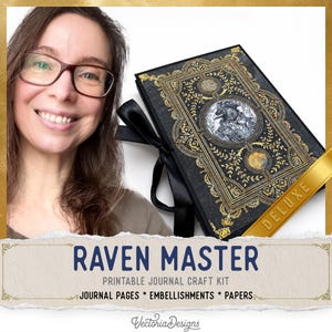 Raven Master Junk Journal Kit DELUXE - Halloween Printable Pages, Papers and Embellishments - 003825