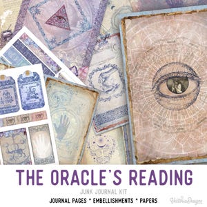 The Oracle's Reading Junk Journal Kit, Fortune Telling Journal, Printable Junk Journal Kit, Craft kits, Printable Journal Pages - 002457