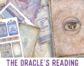The Oracle's Reading Junk Journal Kit, Fortune Telling Journal, Printable Junk Journal Kit, Craft kits, Printable Journal Pages - 002457