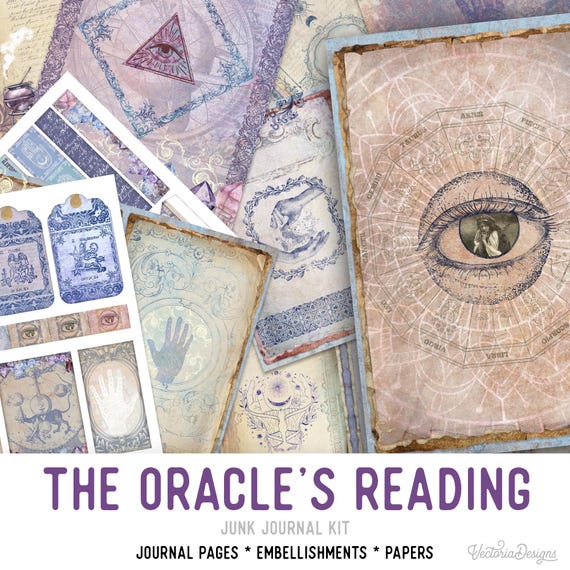 The Oracle's Reading Junk Journal Kit - Printable Pages for Crafting - 002457