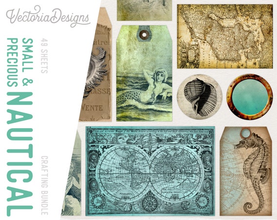Small & Precious Nautical Crafting Bundle, Junk Journal Printable, Nautical Tags, Nautical Labels, Nautical Kit Ephemera Banner 001816