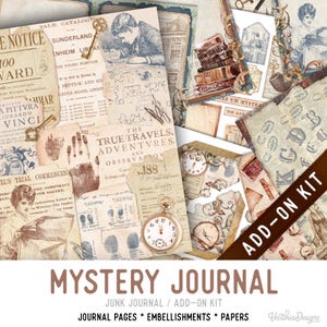 Mystery Journal Junk Journal Kit ADD-ON, Printable Junk Journal Pages Journal Kit Craft kits Vintage Junk Journal 003481