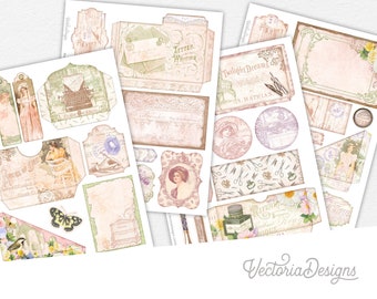 Shabby Summer Writings Junk Journal Embellishments, Decorative Scrapbook Sheets, Printable Paper Crafting Supplies, Ephemera - 002560