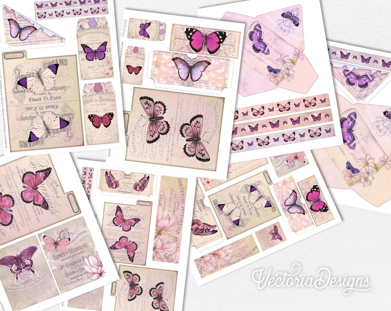 Beloved Butterflies Junk Journal Kit, Junk Journal Supplies, Junk Journal Printables, Butterfly Decor, Junk Journal Ephemera, DIY Kit 002218 image 7