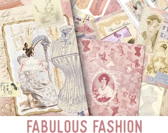 Fabulous Fashion Junk Journal Kit, Junk Journal Supplies, Junk Journal Pages, Junk Journal Printable, Junk Journal Ephemera, DIY 002133