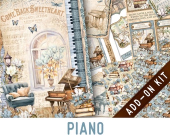 Piano Junk Journal Kit ADD-ON, Printable Junk Journal Pages Journal Kit Craft kits Vintage Junk Journal 003346