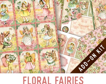 Floral Fairies Junk Journal Kit ADD-ON, Printable Junk Journal Pages Journal Kit Craft kits Vintage Junk Journal 003389