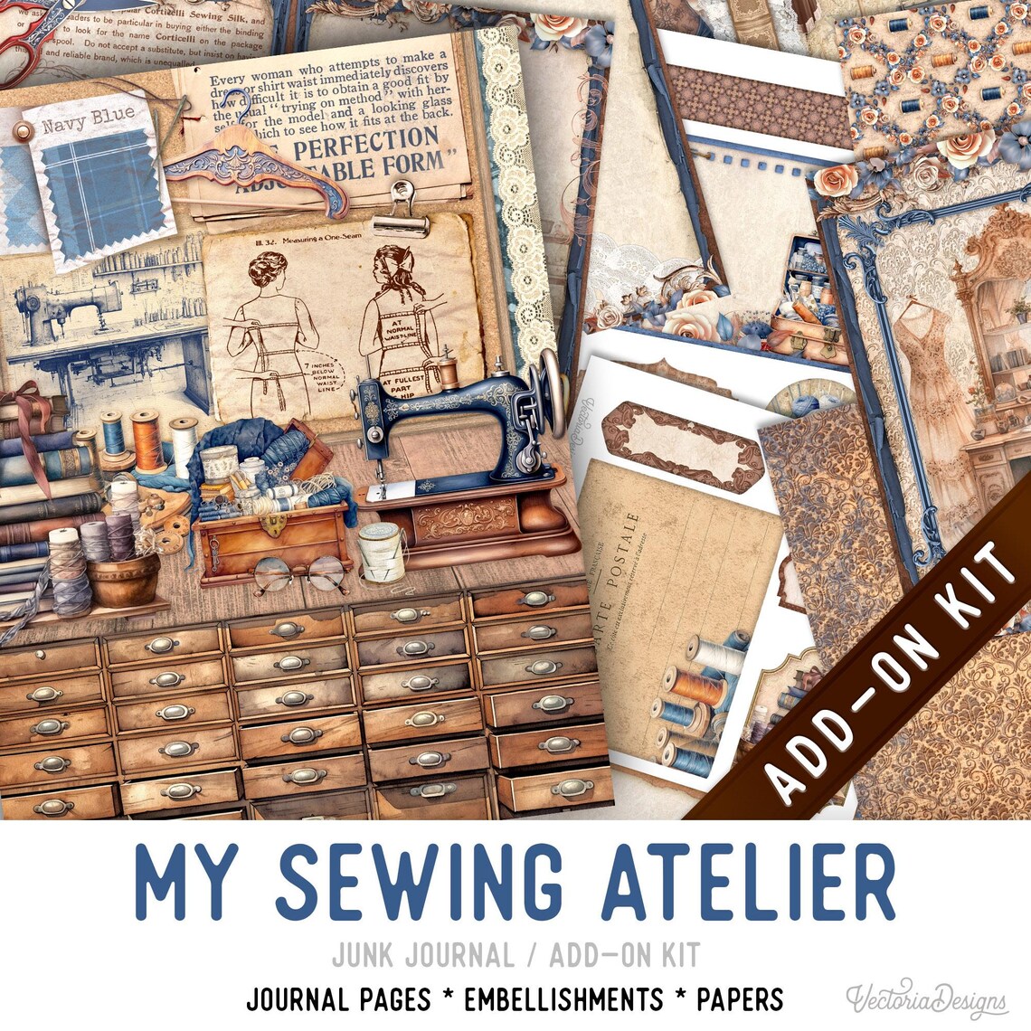 My Sewing Atelier Junk Journal Kit ADD-ON, Printable Craft Kit With ...