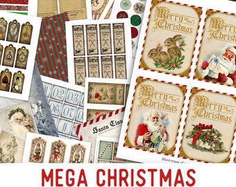 Christmas MEGA Crafting Bundle - Paper Crafting Printable Christmas In July Party Banner Scrapbooking Collage Sheet Paper Crafting  - 001515