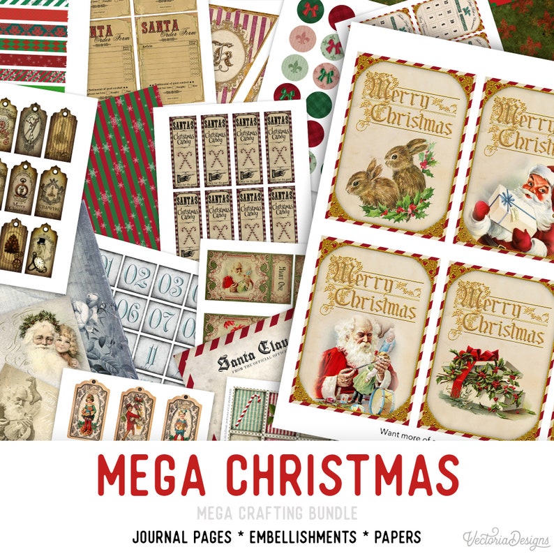 Christmas MEGA Crafting Bundle Paper Crafting Printable Christmas In July Party Banner Scrapbooking Collage Sheet Paper Crafting 001515 image 1