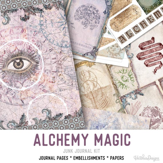 Alchemy Magic Junk Journal Kit - Printable Pages for Crafting - 002383