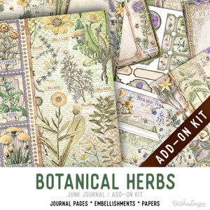 Botanical Herbs Junk Journal Kit ADD-ON, Printable Junk Journal Pages Journal Kit Craft kits Vintage Junk Journal 003422
