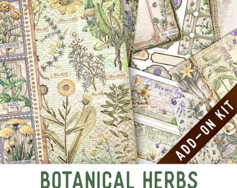 Botanical Herbs Junk Journal Kit ADD-ON, Printable Junk Journal Pages Journal Kit Craft kits Vintage Junk Journal 003422