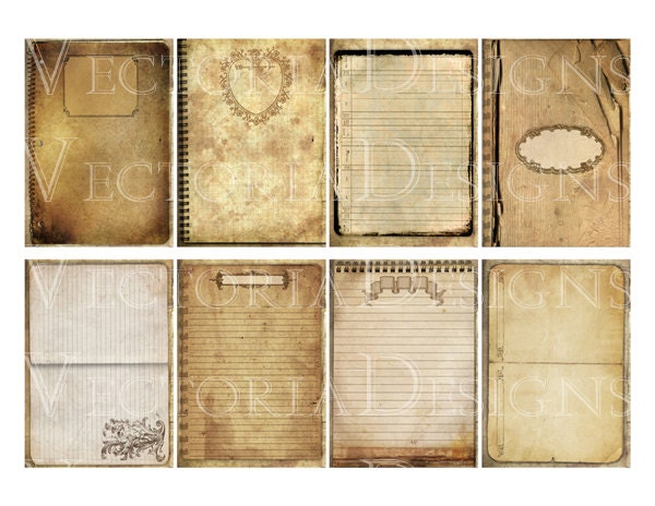 vintage notebook paper atc notebook digital background instant