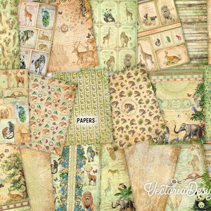 Animal Kingdom Junk Journal Kit DELUXE Crafting Printables Kit, Animals Embellishments Animals Paper Craft Kits Junk Journal Tutorial 002932 image 5