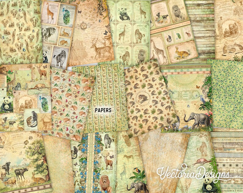 Animal Kingdom Junk Journal Kit DELUXE Crafting Printables Kit, Animals Embellishments Animals Paper Craft Kits Junk Journal Tutorial 002932 image 5