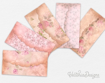 Floral Envelopes, Digital Envelopes, Printables Envelopes, Vintage Envelopes, Pink Envelopes, Flower Envelopes, Digital Paper Art 000035