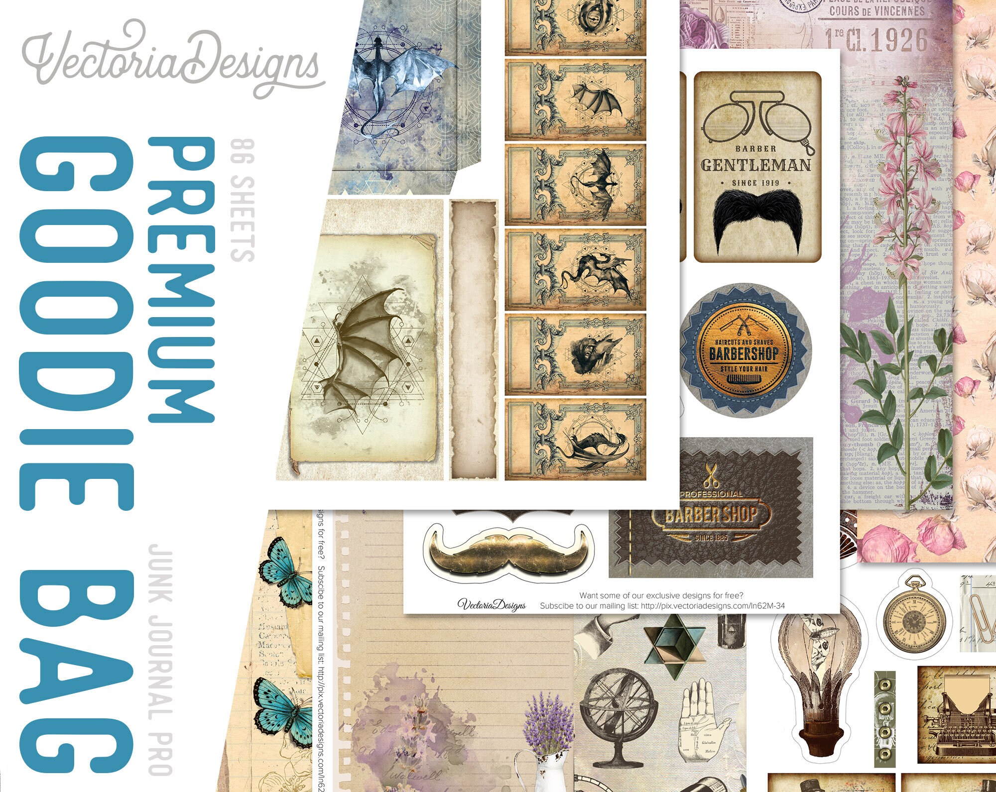 Junk Journal Pro Premium Goodie Bag, Junk Journal Ephemera, Junk