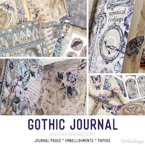 Gothic Journal Crafting Printables Kit, Gothic Junk Journal, Gothic Embellishments, Gothic Paper, Craft Kits, Junk Journal Tutorial - 002721