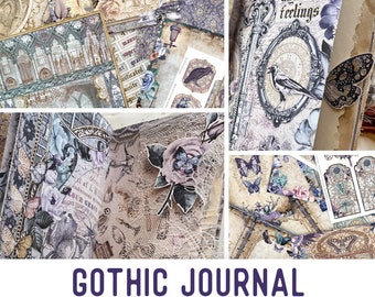 Gothic Journal Crafting Printables Kit, Gothic Junk Journal, Gothic Embellishments, Gothic Paper, Craft Kits, Junk Journal Tutorial - 002721