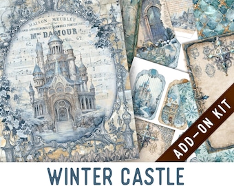 Winter Castle Junk Journal Kit ADD-ON, Printable Junk Journal Pages Journal Kit Craft kits Vintage Junk Journal 003616