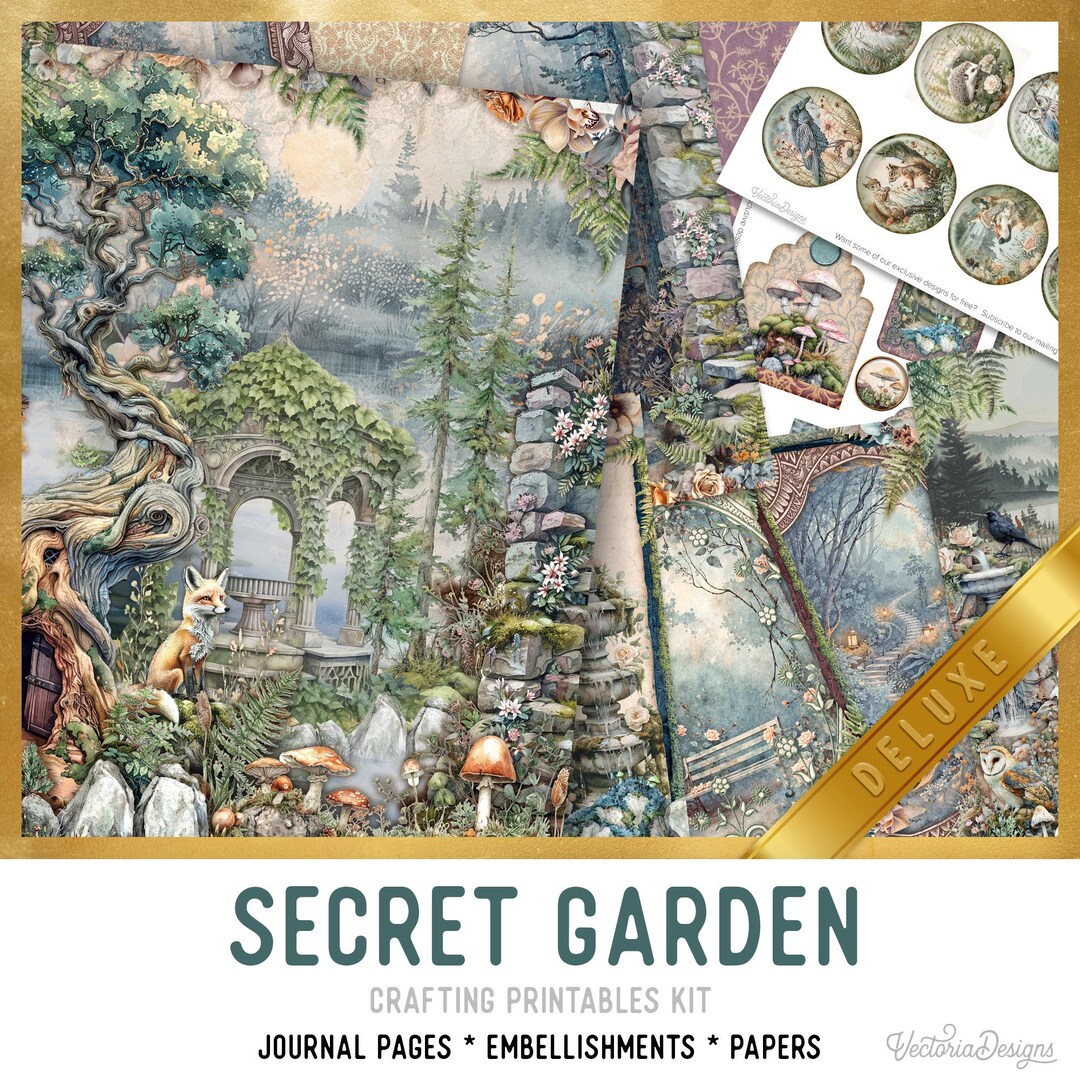 Secret Garden Junk Journal Kit (DELUXE) - Printable Craft Kit With ...