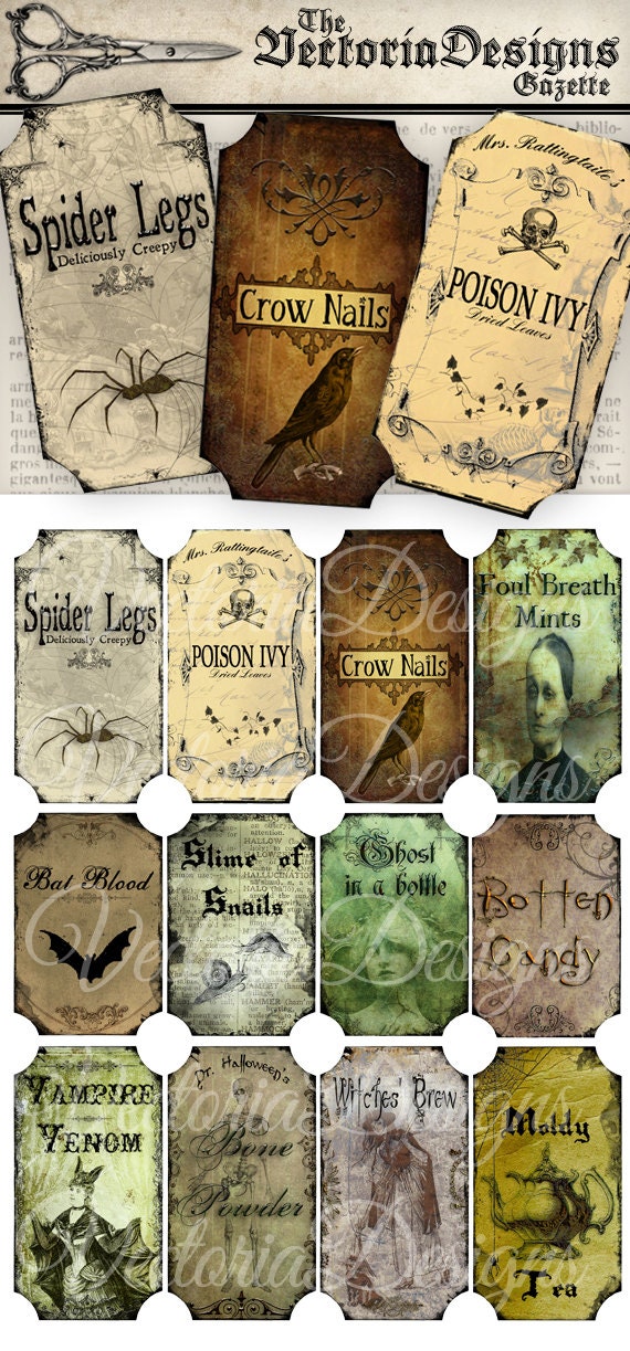 Halloween Apothecary Bottle Jar Labels