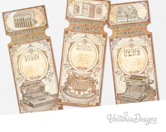 Writer's club Tickets, Printable Tickets, Printable Event Tickets, Scrapbooking Ephemera, Writing, Junk Journal Embellishments - 002595