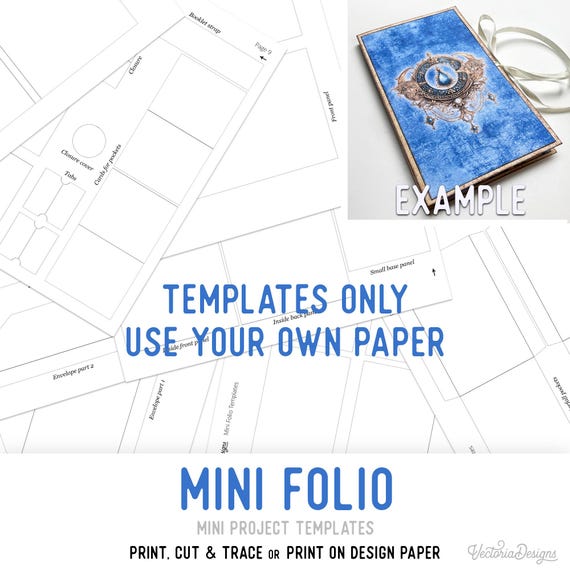 Mini Folio Templates Mini Folio Craft Kit Quick Project Junk Journal Element Printable Craft kit Handmade Gift DIY Gift 003440
