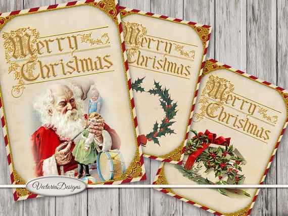 Christmas ATC Cards, Christmas Journal Cards, Junk Journal, Christmas Printables, Christmas Decoration, Christmas Card Images, 001561