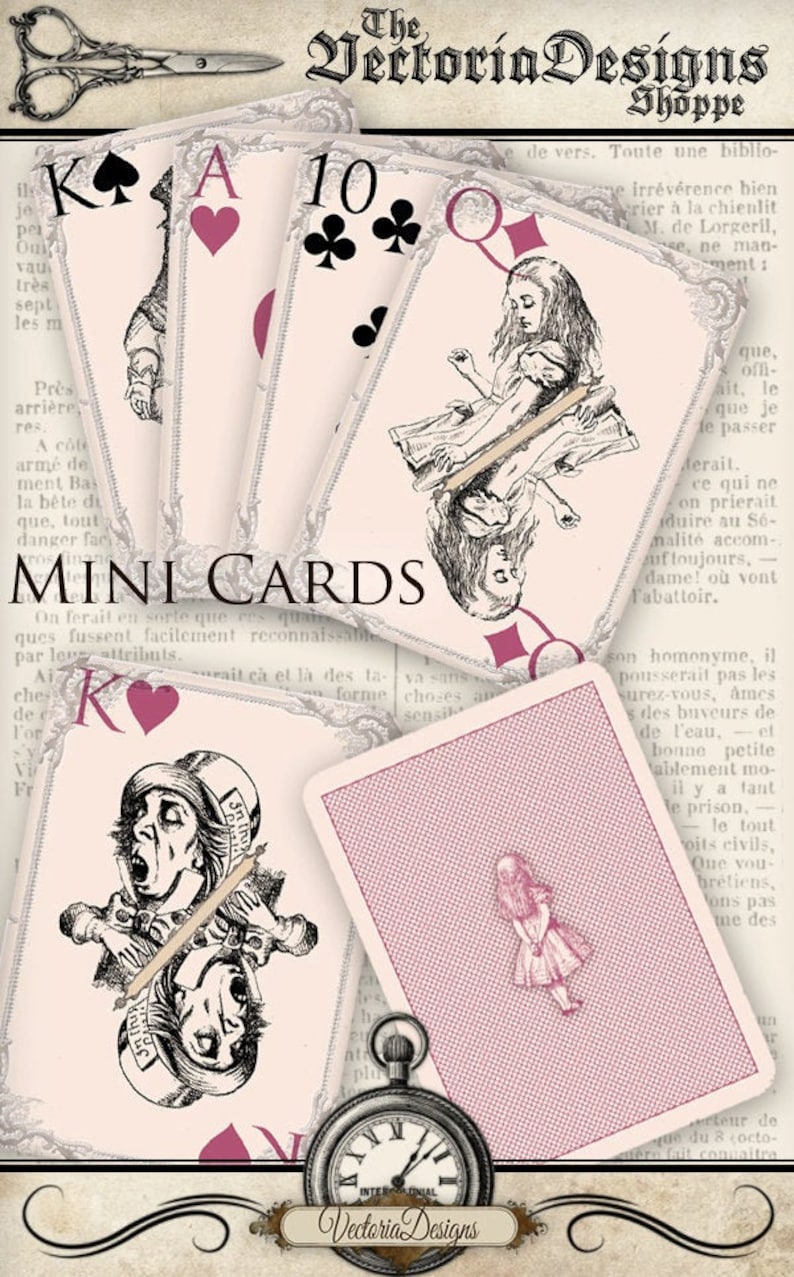 Alice in Wonderland MINI playing cards full deck 000090 image 1