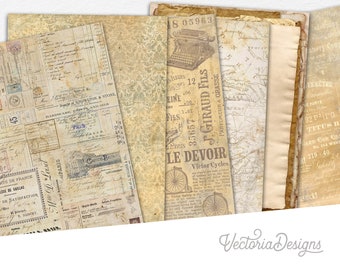 Old Books & Papers Paper Pack, Printable Vintage Paper, Scrapbook Paper Pack, Printable Paper, Crafting Paper, Junk Journal - 002563