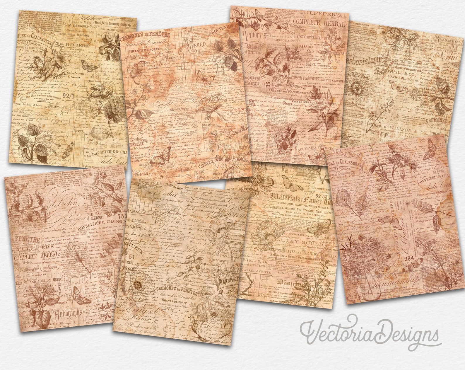 Floral Ephemera Paper Pack Printable for Scrapbook Lovers. - Etsy
