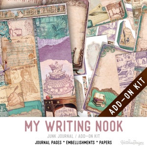 My Writing Nook Junk Journal Kit ADD-ON, Printable Junk Journal Pages Printable Junk Journal Kit Craft kits Vintage Junk Journal 003220