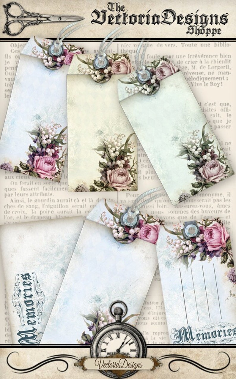 Shabby Luggage Tags Printable Paper Craft Art Hobby Crafting Etsy