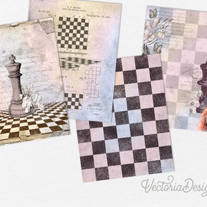 Queen's Chess Junk Journal Kit, Junk Journal Supplies, Junk Journal Printable, Junk Journal Ephemera, DIY Kit 002162 image 5