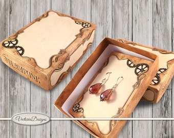 Steampunk Jewelry Box printable steampunk box printable jewelry packaging vintage diy crafting digital download digital sheet - 001514