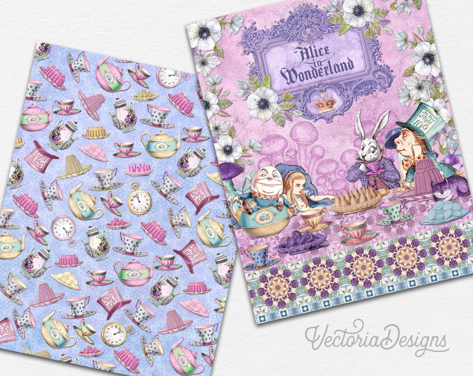 Wonderland Tea Party Paper Pack, Alice in Wonderland, Printable Alice ...