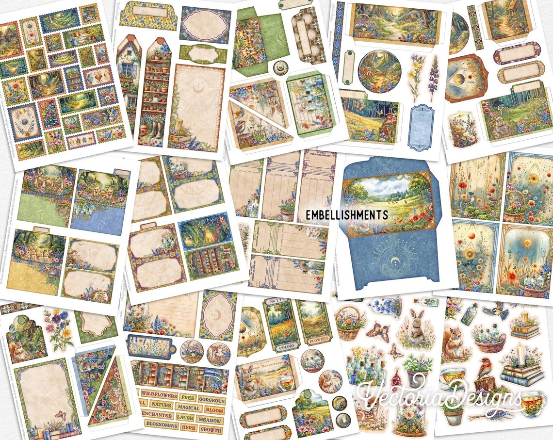 Wildflower Magic Junk Journal Kit (DELUXE) - Printable Pages, Papers ...