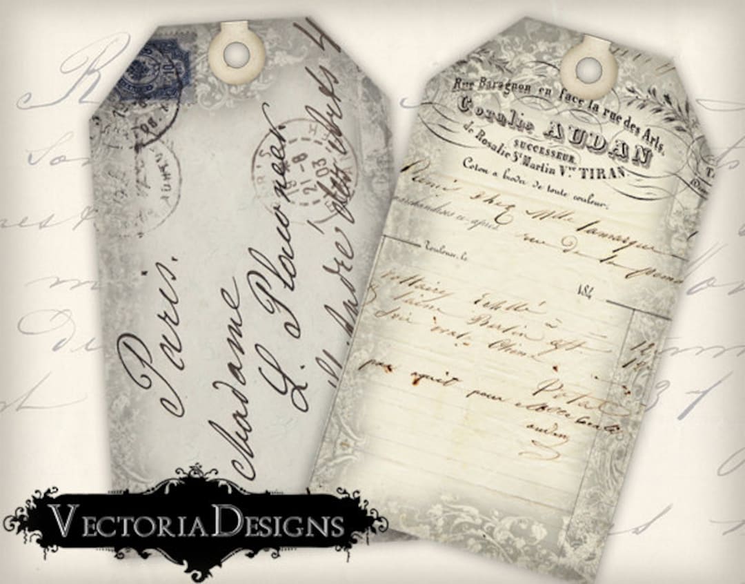 Ephemera Tags Instant Download Printable Gift Tags Digital Collage ...
