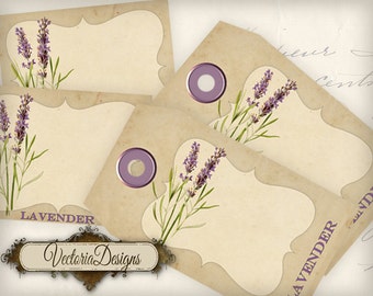 Lavender Tags and Labels printable paper craft art hobby crafting scrapbooking instant download digital collage sheet - 000510