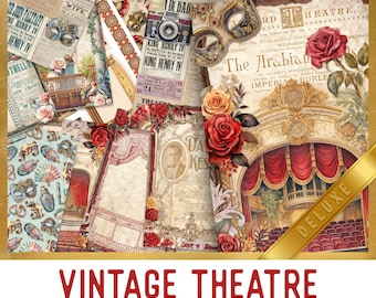 Vintage Theatre Junk Journal Kit DELUXE, Theatre Crafting Printables Theatre Embellishments Printable Paper Vintage Junk Journal 003727