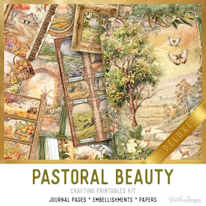 Pastoral Junk Journal Kit DELUXE, Pastoral Crafting Printables Pastoral Embellishments Pastoral Printable Pastoral Paper Junk Journal 003511