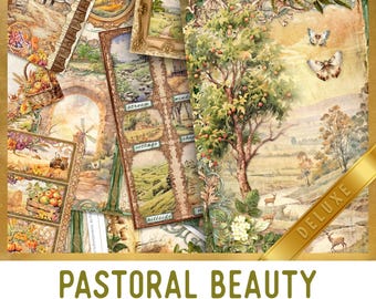Pastoral Junk Journal Kit DELUXE, Pastoral Crafting Printables Pastoral Embellishments Pastoral Printable Pastoral Paper Junk Journal 003511