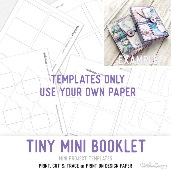 Tiny Mini Booklet Templates Mini Booklet Craft Kit Mini Project Junk Journal Element Printable Craft kits Handmade Gift DIY Gift PDF 003026