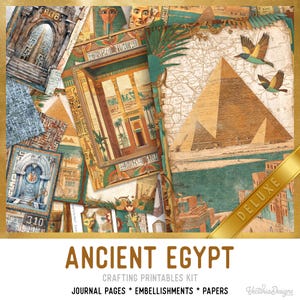 Ancient Egypt Junk Journal Kit DELUXE, Ancient Egypt Crafting Printables Ancient Egypt Embellishments Printable Paper Vintage Journal 003739